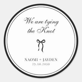 Bow Classic Old Money Black & White Wedding Ronde Sticker