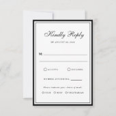 Bow Classic Old Money Black & White Wedding RSVP Kaartje (Voorkant)