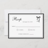 Bow Classic Old Money Black & White Wedding RSVP Kaartje (Voorkant)