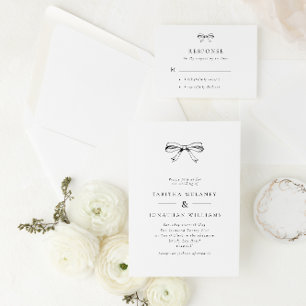  Bow Classic Zwart Bruiloft RSVP Kaart