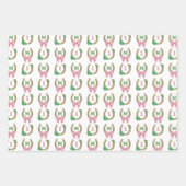 Bow Clover Lucky One Girl 1st Birthday Monogram Inpakpapier Vel (Voorkant 3)