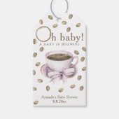 Bow Coffee Baby shower - Een baby is brouwen Cadeaulabel (Voorkant)