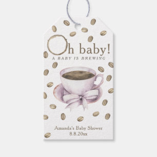 Bow Coffee Baby shower - Een baby is brouwen Cadeaulabel