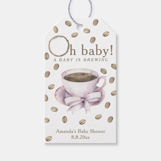 Bow Coffee Baby shower - Een baby is brouwen Cadeaulabel (Voorkant)