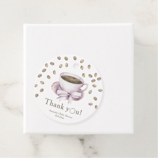 Bow & Coffee brouwen Baby shower Dank u Bedankjes Labels (In situ)