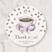 Bow & Coffee brouwen Baby shower Dank u Bedankjes Labels (Voorkant)