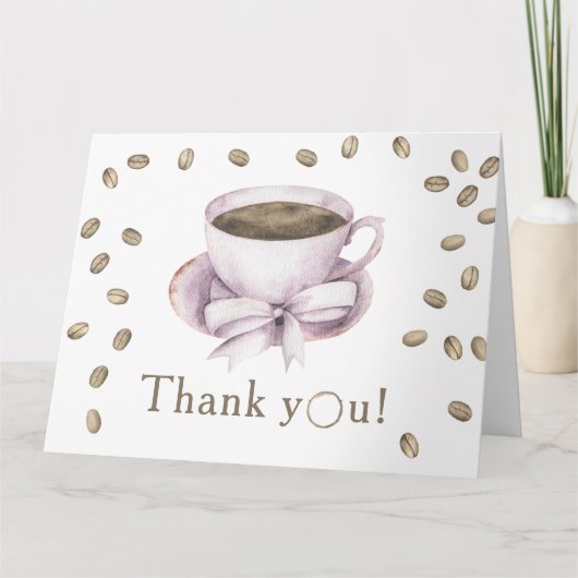 Bow & Coffee brouwen Baby shower Dank u Bedankkaart (Voorkant)