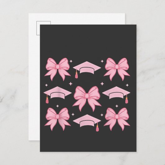 Bow coquette Afstuderen Roze palet 2025 Uitnodiging Briefkaart (Voorkant / Achterkant)