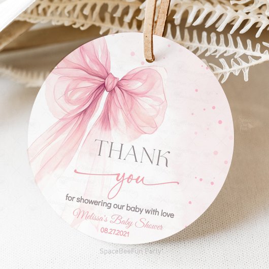 Bow Coquette Baby shower Bedankjes Labels
