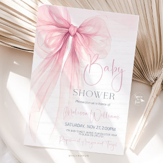 Bow Coquette Baby shower Kaart