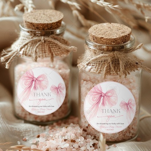 Bow Coquette Baby shower Ronde Sticker