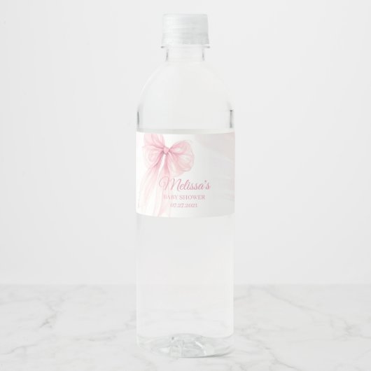 Bow Coquette Baby shower Waterfles Etiket (Voorkant)