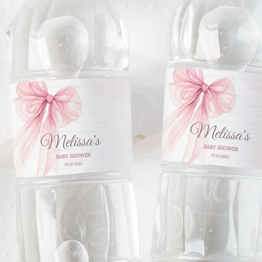 Bow Coquette Baby shower Waterfles Etiket