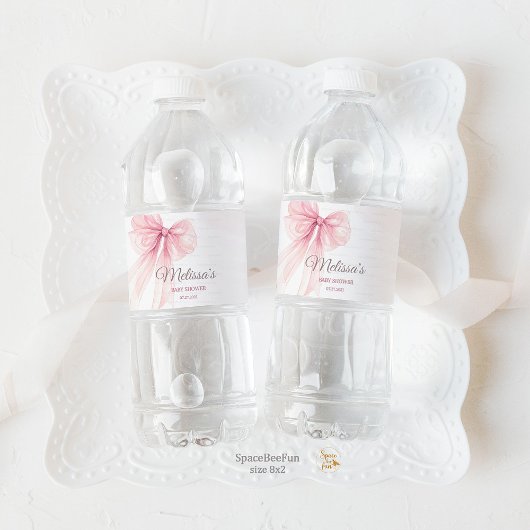 Bow Coquette Baby shower Waterfles Etiket