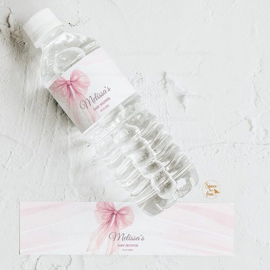 Bow Coquette Baby shower Waterfles Etiket