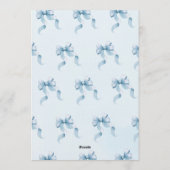 Bow Coquette Blue 1st Birthday Kaart (Achterkant)