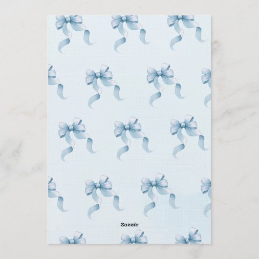 Bow Coquette Blue 1st Birthday Kaart (Achterkant)