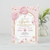Bow Coquette Blush Pink Baptism & 1st Birthday Kaart (Staand voorkant)