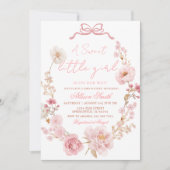 Bow Coquette Blush Pink Bow Baby Shower Invitation Kaart (Voorkant)