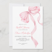 Bow Coquette Blush Pink Ribbon Vrijgezellenfeest Kaart (Voorkant)