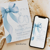 Bow Coquette Boy Baby shower Kaart