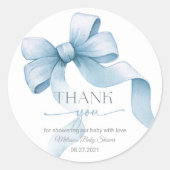 Bow Coquette Boy Baby shower Ronde Sticker (Voorkant)