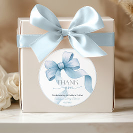 Bow Coquette Boy Baby shower Ronde Sticker