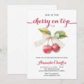 Bow Coquette Cherry op Top Girl Baby shower Kaart (Voorkant / Achterkant)