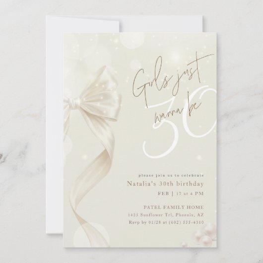 Bow Coquette Girls Just Wanna Be 30 Birthday Kaart (Voorkant)