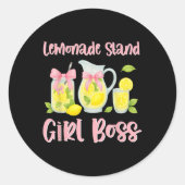 Bow Coquette Lemonade Stand Girl Boss CEO Lemon Ju Ronde Sticker (Voorkant)
