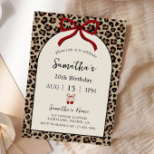 Bow Coquette Leopard Cheetah Birthday Invitation Kaart