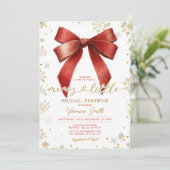 Bow coquette Merry Little Christmas Bridal Shower Kaart (Staand voorkant)