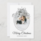 Bow Coquette Ovaal Foto Lijst Kerst Feestdagenkaart (Voorkant)