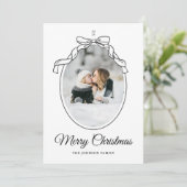 Bow Coquette Ovaal Foto Lijst Kerst Feestdagenkaart (Staand voorkant)