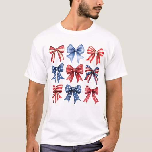 Bow Coquette Patriotic 4th of July Verenigde State T-shirt (Voorkant)