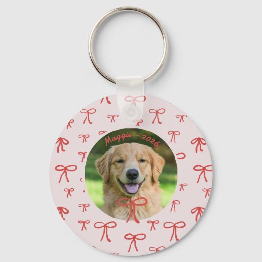 Bow Coquette Personalized Pet Photo Keychain (Voorkant)