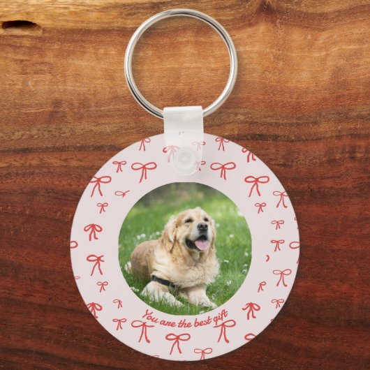 Bow Coquette Personalized Pet Photo Keychain (Achterkant)