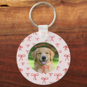 Bow Coquette Personalized Pet Photo Keychain (Voorkant)