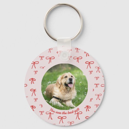 Bow Coquette Personalized Pet Photo Keychain (Achterkant)