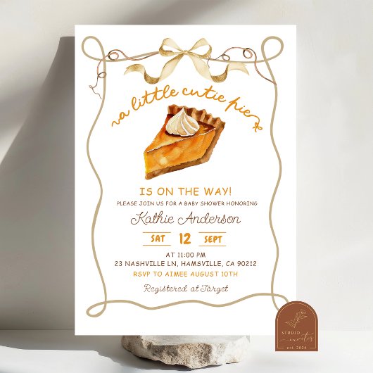 Bow Coquette Pie babyshower uitnodiging