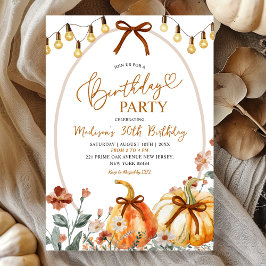 Bow Coquette Pumpkin Wildflower Birthday Party Kaart