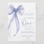 Bow Coquette Purple 1st Birthday  Kaart (Voorkant)