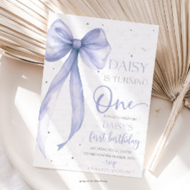 Bow Coquette Purple 1st Birthday Kaart