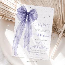 Bow Coquette Purple 1st Birthday Kaart