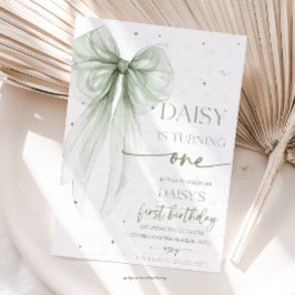 Bow Coquette Sage 1st Birthday Kaart