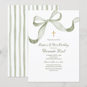 Bow Coquette Sage Groene Doop Elegant Kaart