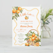 Bow Coquette Sinaasappel Baby shower Kaart (Staand voorkant)