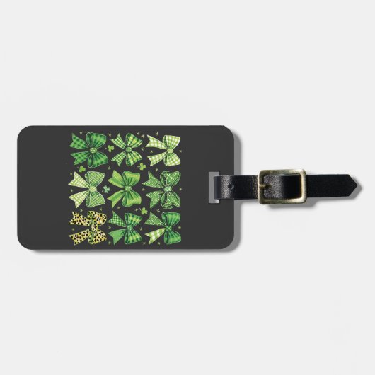 Bow Coquette St Patrick's Day Vintage Bagagelabel (Voorkant horizontaal)