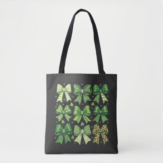 Bow Coquette St Patrick's Day Vintage Tote Bag (Voorkant)
