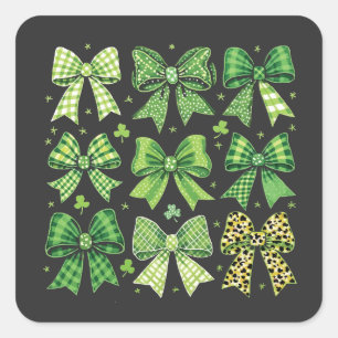 Bow Coquette St Patrick's Day Vintage Vierkante Sticker
